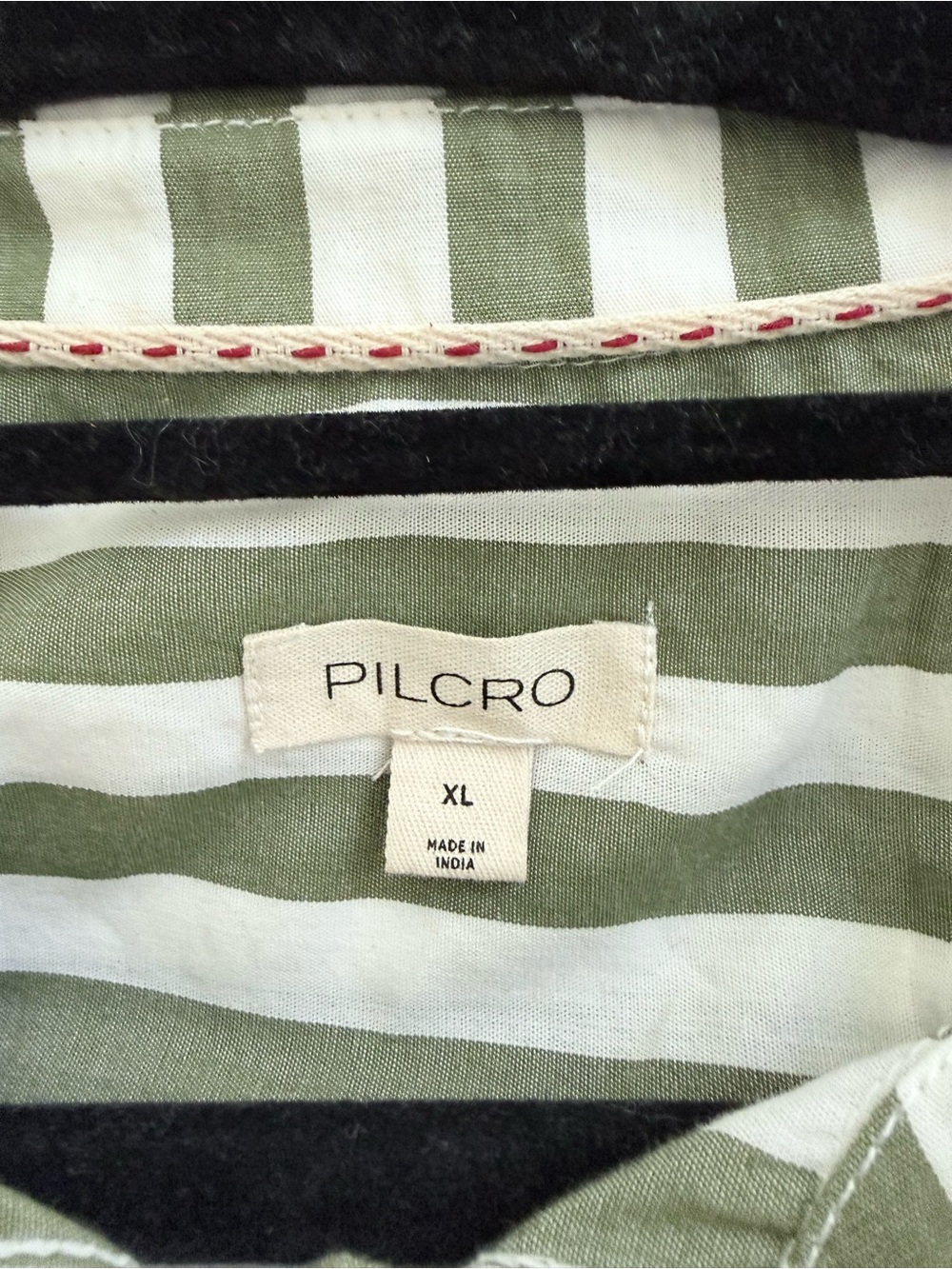 Anthro Pilcro Olive & White Bailey Boyfriend Striped Button-Down Shirt EUC | XL - Picture 5 of 5